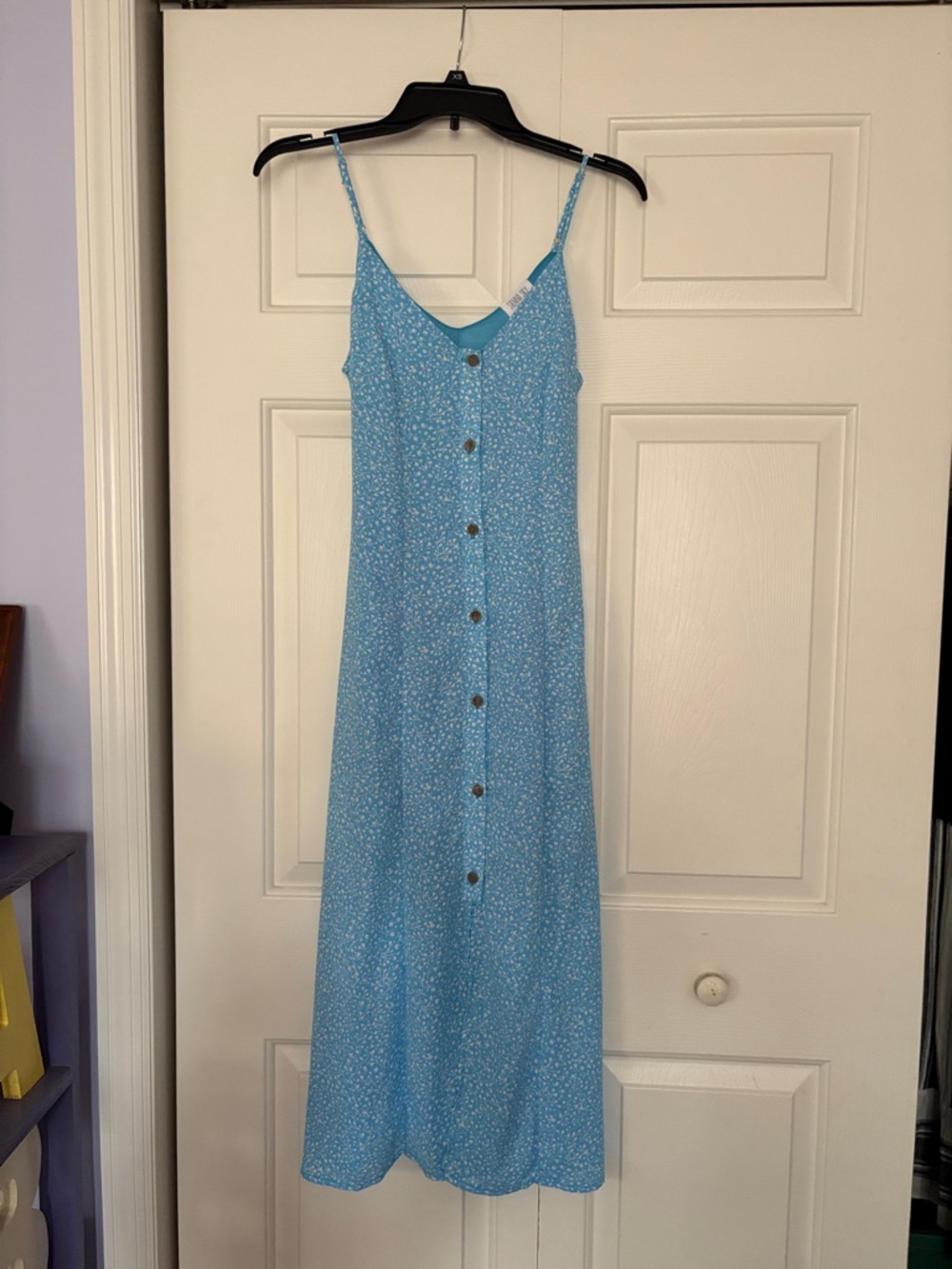 Sienna Sky Light Blue Floral Button-Front Maxi Dress